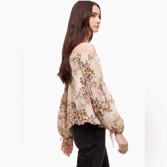 Aritzia Wilfred Talence Green Snake Off-the-Shoulder Blouse - Picture 8 of 8